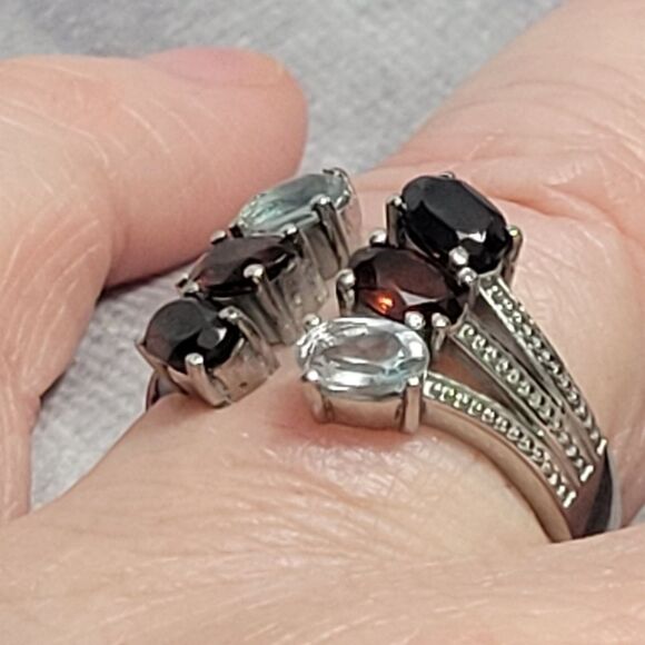 Garnet, Topaz, Spinel Open Band Ring - Picture 11 of 15